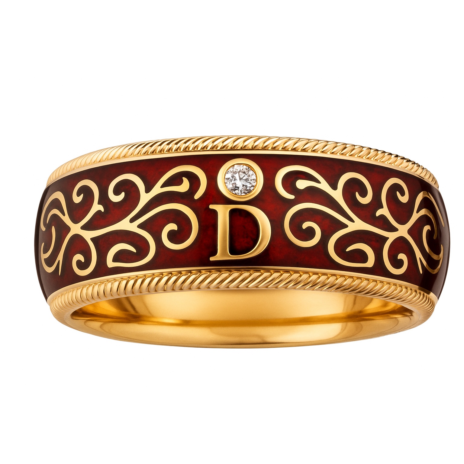 ring-18-karaat-donker-rood-emaille-bloem-motief-diamant