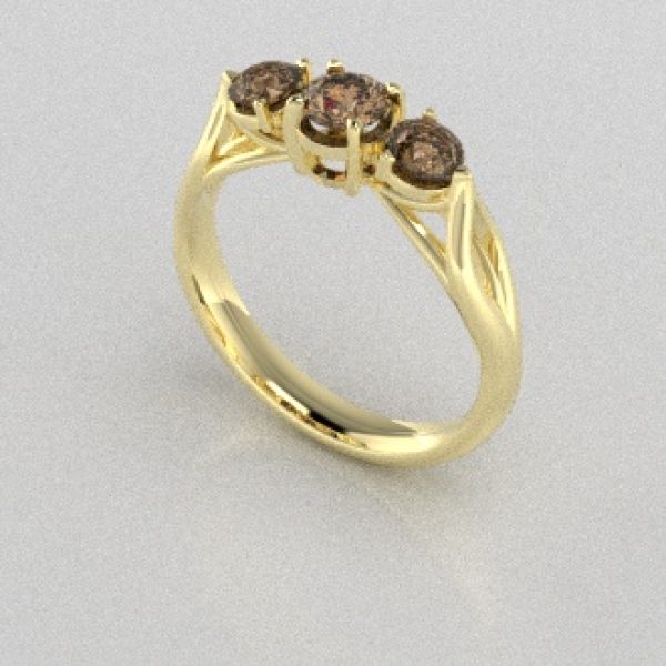 Verlovingsringen Geelgoud 14 karaat Diamant Bruin PR0002