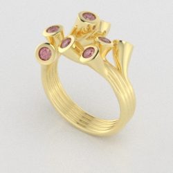 Verlovingsringen Geelgoud 14 karaat Diamant Roze PR0001