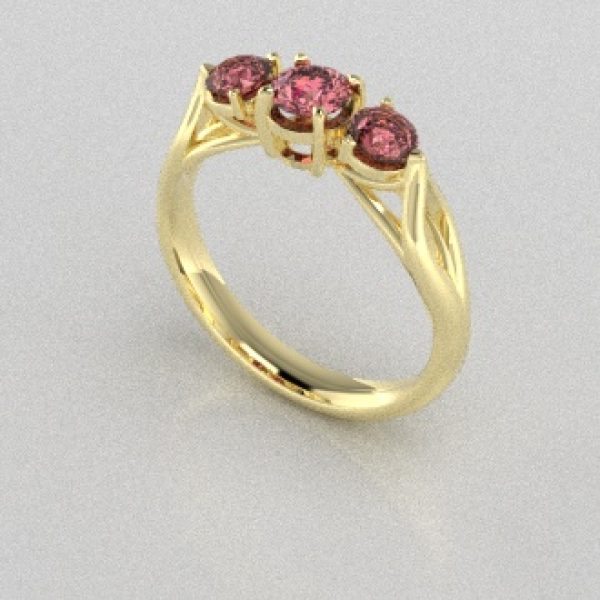 Verlovingsringen Geelgoud 14 karaat Diamant Roze PR0002