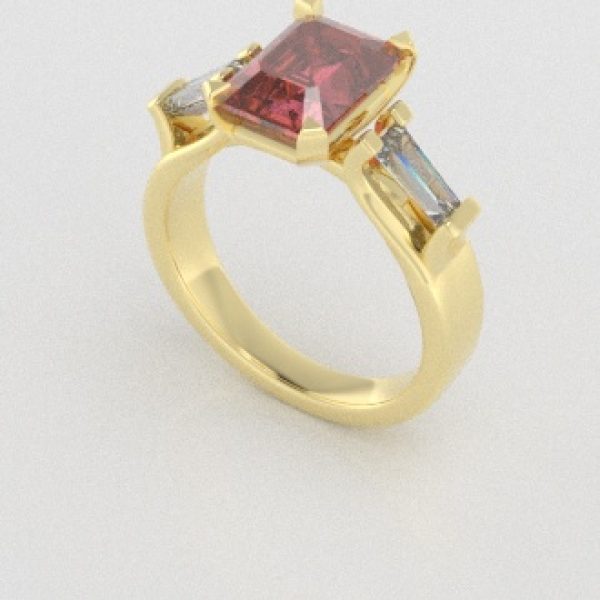 Verlovingsringen Geelgoud 14 karaat Diamant Roze PR0005