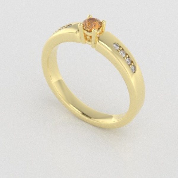 Verlovingsringen Geelgoud 14 karaat Saffier Geel Diamant PR0003