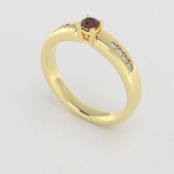 Verlovingsringen Geelgoud 14 karaat Saffier Rood Diamant PR0003