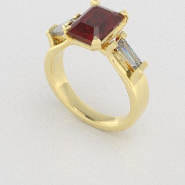 Verlovingsringen Geelgoud 14 karaat Saffier Rood Diamant PR0005
