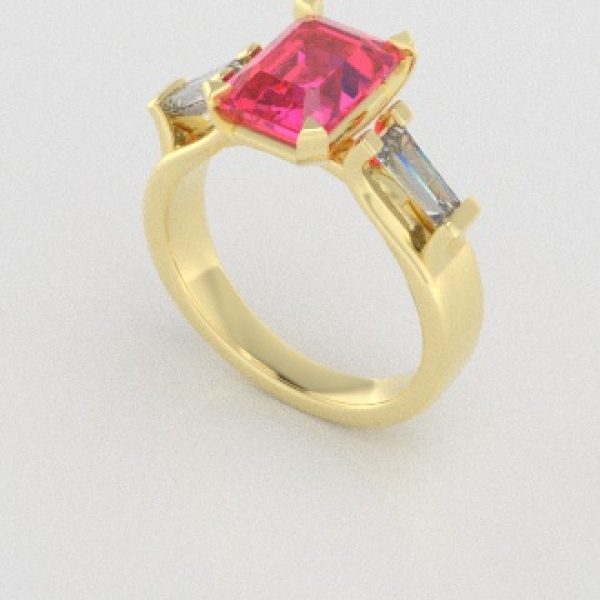 Verlovingsringen Geelgoud 14 karaat Saffier Roze Diamant PR0005