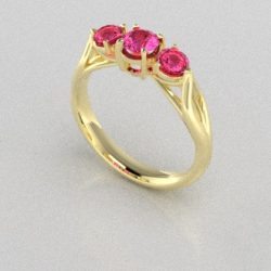 Verlovingsringen Geelgoud 14 karaat Saffier Roze PR0002