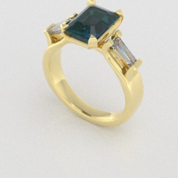 Verlovingsringen Geelgoud 14 karaat Topaas London Blauw Diamant PR0005