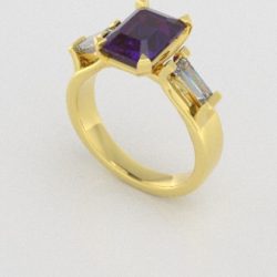 Verlovingsringen Geelgoud 18 Karaat Amethist Diamant PR0005