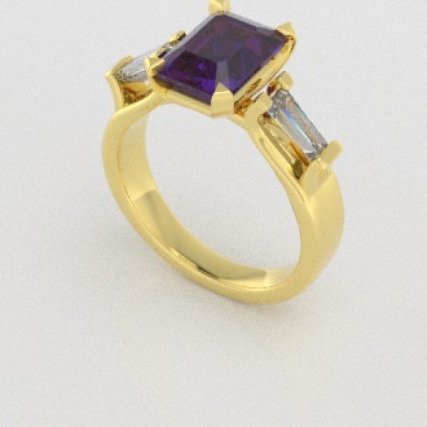 Verlovingsringen Geelgoud 18 Karaat Amethist Diamant PR0005