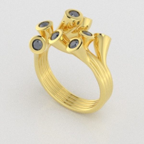 Verlovingsringen Geelgoud 18 Karaat Diamant Blauw PR0001