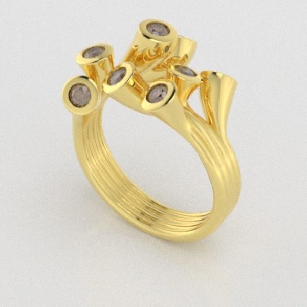Verlovingsringen Geelgoud 18 Karaat Diamant Bruin PR0001