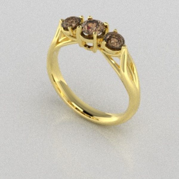 Verlovingsringen Geelgoud 18 Karaat Diamant Bruin PR0002