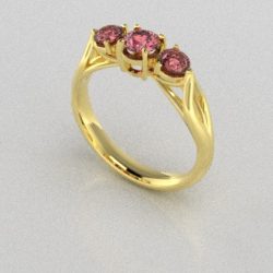 Verlovingsringen Geelgoud 18 Karaat Diamant Roze PR0002