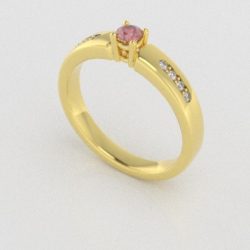 Verlovingsringen Geelgoud 18 Karaat Diamant Roze PR0003