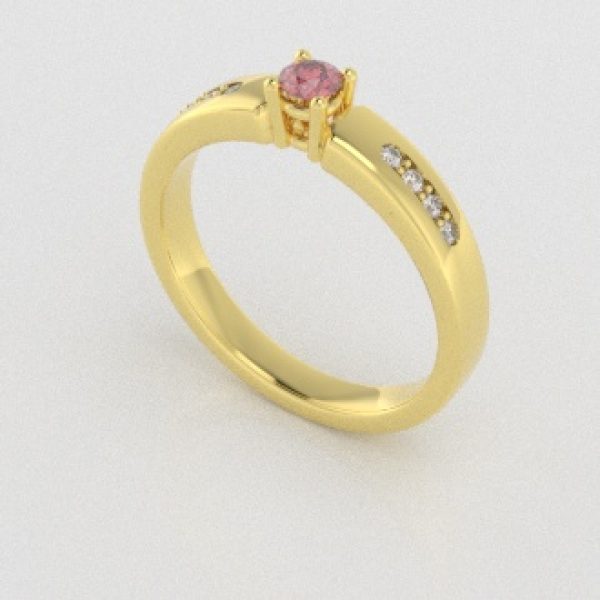 Verlovingsringen Geelgoud 18 Karaat Diamant Roze PR0003