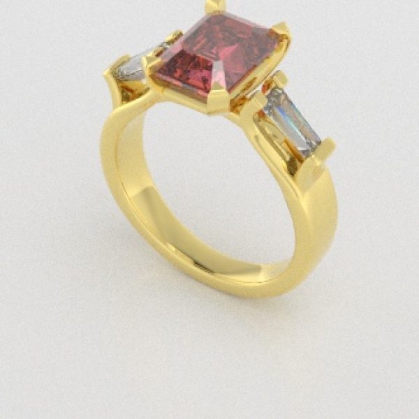 Verlovingsringen Geelgoud 18 Karaat Diamant Roze PR0005