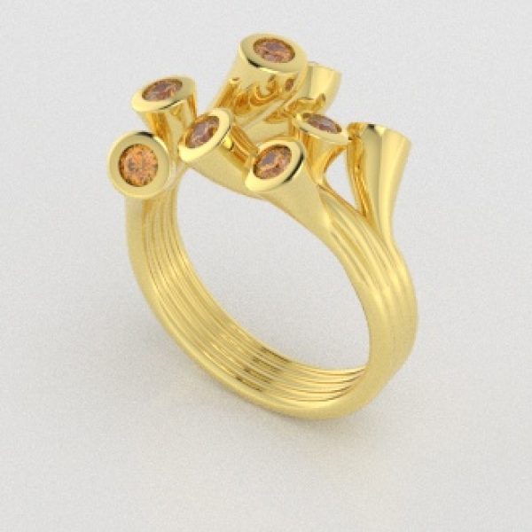 Verlovingsringen Geelgoud 18 Karaat Saffier Geel PR0001