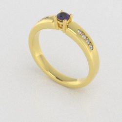 Verlovingsringen Geelgoud 18 Karaat Saffier Paars Diamant PR0003
