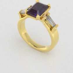 Verlovingsringen Geelgoud 18 Karaat Saffier Paars Diamant PR0005
