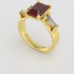 Verlovingsringen Geelgoud 18 Karaat Saffier Rood Diamant PR0005