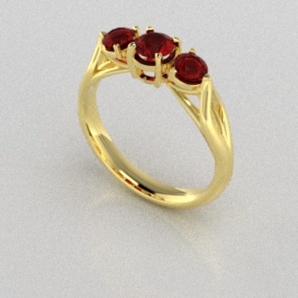 Verlovingsringen Geelgoud 18 Karaat Saffier Rood PR0002