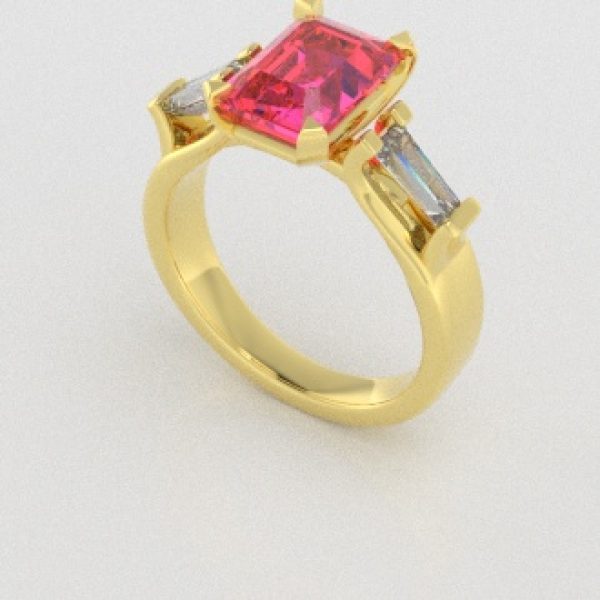 Verlovingsringen Geelgoud 18 Karaat Saffier Roze Diamant PR0005