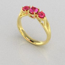 Verlovingsringen Geelgoud 18 Karaat Saffier Roze PR0002