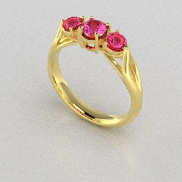 Verlovingsringen Geelgoud 18 Karaat Saffier Roze PR0002