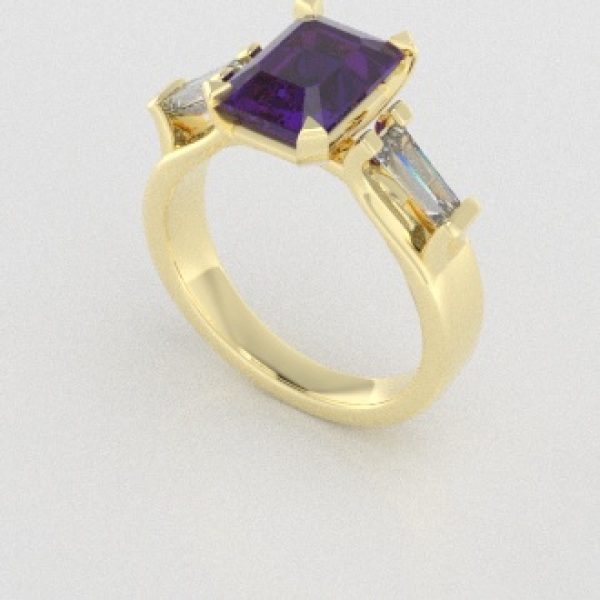 Verlovingsringen Geelgoud 9 karaat Amethist Diamant PR0005