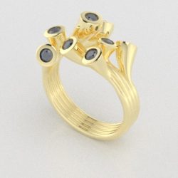Verlovingsringen Geelgoud 9 karaat Diamant Blauw PR0001