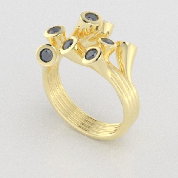 Verlovingsringen Geelgoud 9 karaat Diamant Blauw PR0001