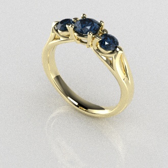 Verlovingsringen Geelgoud 9 karaat Diamant Blauw