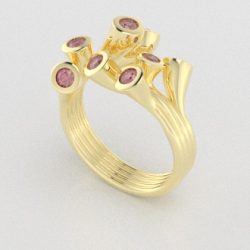 Verlovingsringen Geelgoud 9 karaat Diamant Roze PR0001