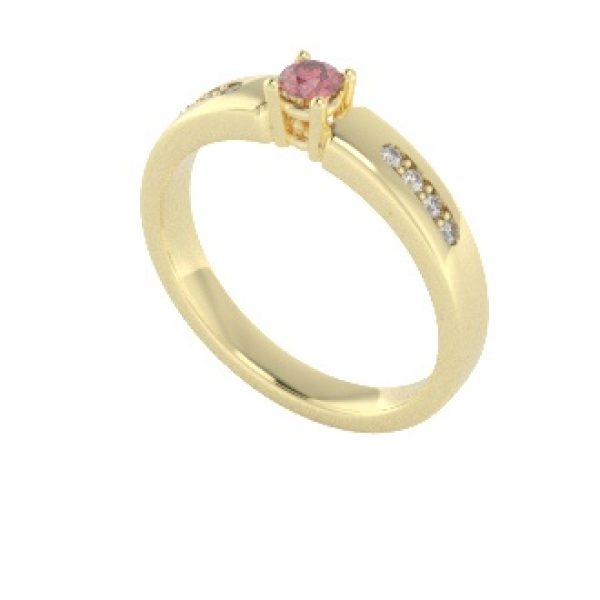 Verlovingsringen Geelgoud 9 karaat Diamant Roze PR0003