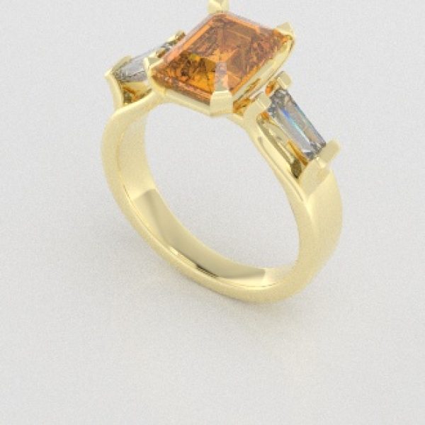 Verlovingsringen Geelgoud 9 karaat Saffier Geel Diamant PR0005