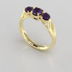 Verlovingsringen Geelgoud 9 karaat Saffier Paars PR0002