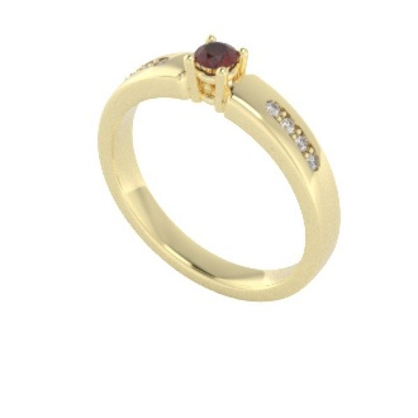 Verlovingsringen Geelgoud 9 karaat Saffier Rood Diamant PR0003