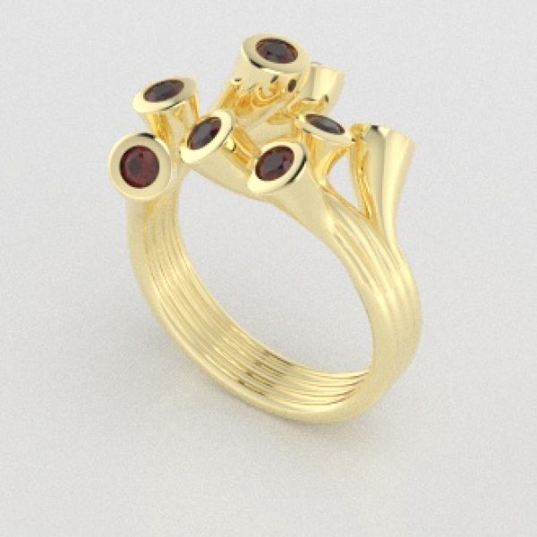 Verlovingsringen Geelgoud 9 karaat Saffier Rood PR0001