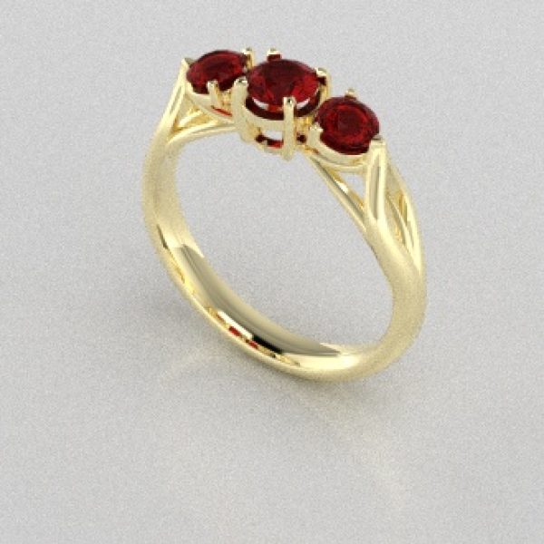 Verlovingsringen Geelgoud 9 karaat Saffier Rood PR0002