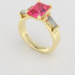 Verlovingsringen Geelgoud 9 karaat Saffier Roze Diamant PR0005