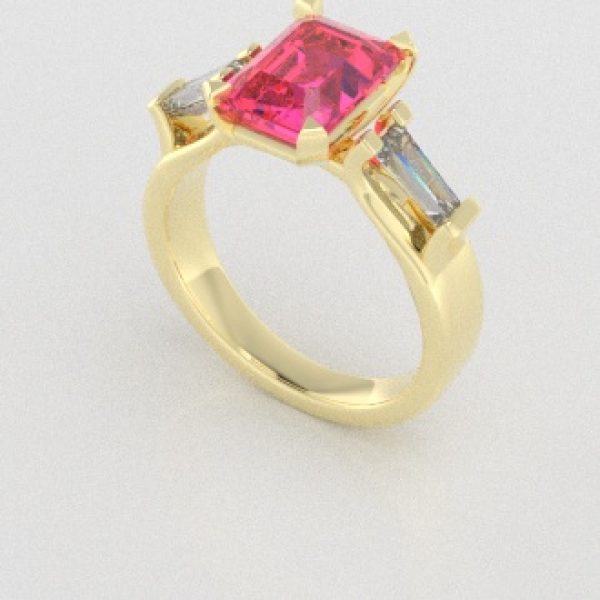 Verlovingsringen Geelgoud 9 karaat Saffier Roze Diamant PR0005