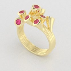 Verlovingsringen Geelgoud 9 karaat Saffier Roze PR0001