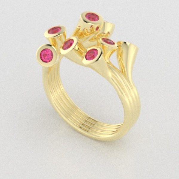 Verlovingsringen Geelgoud 9 karaat Saffier Roze PR0001