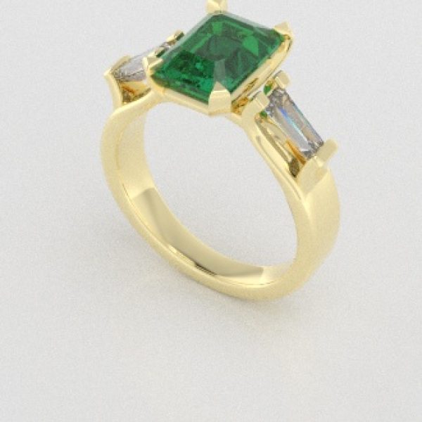 Verlovingsringen Geelgoud 9 karaat Smaragd Diamant PR0005