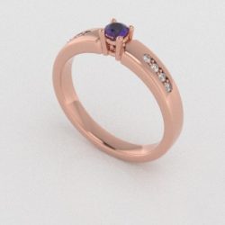 Verlovingsringen Rosegoud 14 karaat Amethist Diamant PR0003