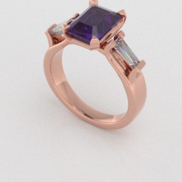 Verlovingsringen Rosegoud 14 karaat Amethist Diamant PR0005