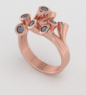 Verlovingsringen Rosegoud 14 karaat Diamant Blauw PR0001