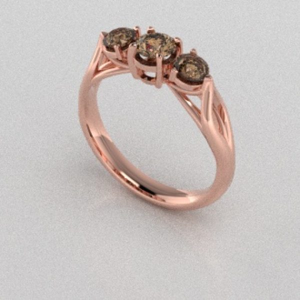 Verlovingsringen Rosegoud 14 karaat Diamant Bruin PR0002