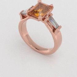 Verlovingsringen Rosegoud 14 karaat Saffier Geel Diamant PR0005