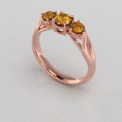 Verlovingsringen Rosegoud 14 karaat Saffier Geel PR0002